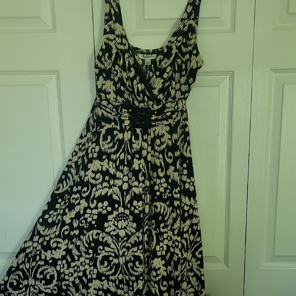 Enfocus Studio Black and Cream Maxi Dress